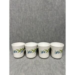 VTG Set 4 My Garden Corelle Corning Coffee‎ Tea Cups Floral Blue & Pink Flowers